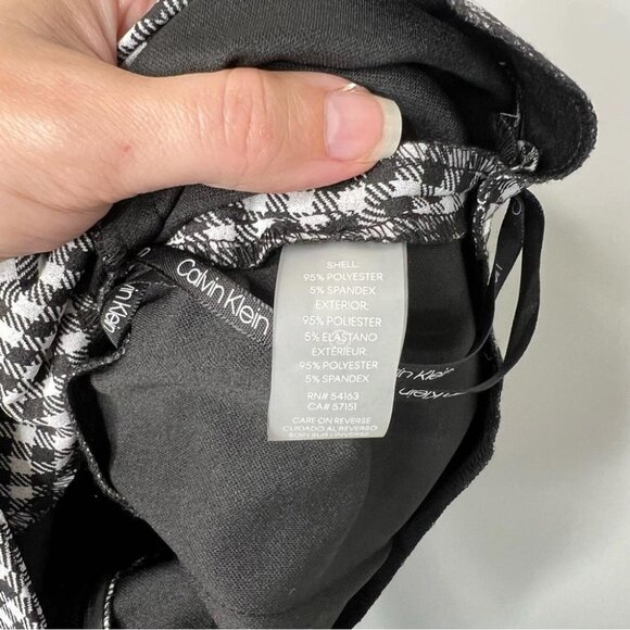 Calvin Klein Womens Size 4 Cropped Sleeveless Jumpsuit Black Gingham NEW Stretch - Picture 13 of 15
